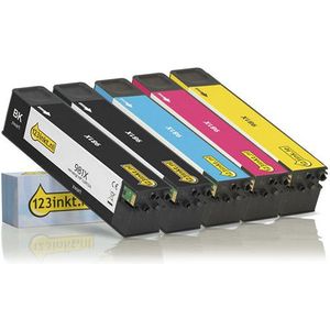 123inkt huismerk vervangt HP 981X multipack 2x zwart + 3 kleuren