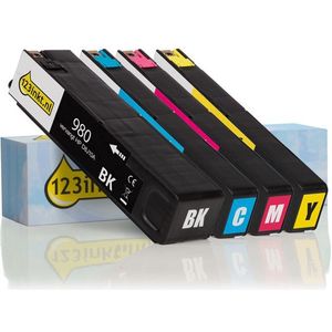 Inktcartridge 123inkt huismerk vervangt HP 980 multipack zwart/cyaan/magenta/geel