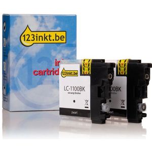123inkt huismerk vervangt Brother LC-1100BKBP2 dubbelpak zwart