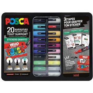 POSCA PC-1MC/PC-3M/PC-5M Stickers Graffiti verfmarkerset (20 stuks)