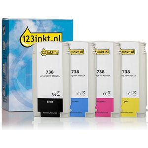 123inkt huismerk vervangt HP 738 multipack zwart/cyaan/magenta/geel
