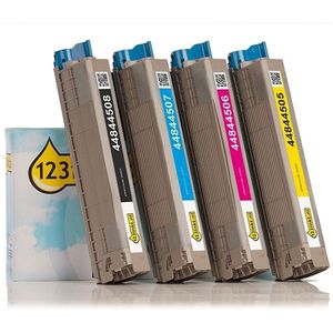Toner OKI aanbieding: 44844508, 07, 06, 05 zwart + 3 kleuren (123inkt huismerk)