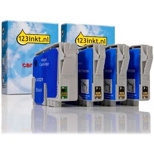 Epson aanbieding T042-serie zwart T0321 + 3 kleuren Inktcartridge (123inkt huismerk)