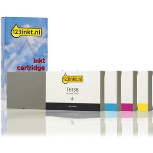 Epson aanbieding: T614-serie mat zwart + 3 kleuren Inktcartridge (123inkt huismerk)