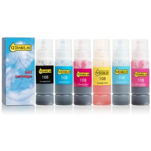 Epson aanbieding: 108-serie zwart + 5 kleuren Inktcartridge (123inkt huismerk)