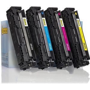 Toner Aanbieding: 123inkt huismerk set voor HP 203X: HP CF540X, CF541X, CF542X, CF543X zwart + 3 kleuren