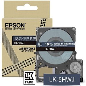 Epson LK-5HWJ matte tape wit op marineblauw 18 mm (origineel)