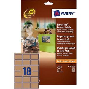 Avery Zweckform L7110-20 productetiketten rechthoekig 62 x 42 mm bruin-karton kleur (360 etiketten)