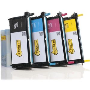 Toner Dell 3110cn/3115cn aanbieding: 593-10169, 66, 67, 68 zwart + 3 kleuren (123inkt huismerk)