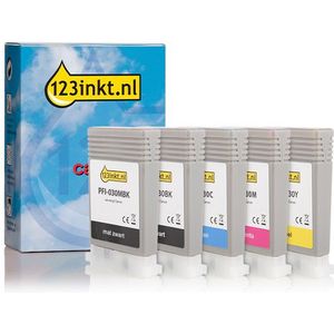 Canon aanbieding: PFI-030 MBK, BK, C, M, Y 2 zwart + 3 kleuren