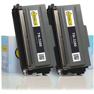 123inkt huismerk vervangt Brother TN-3380 toner zwart hoge capaciteit dubbelpak
