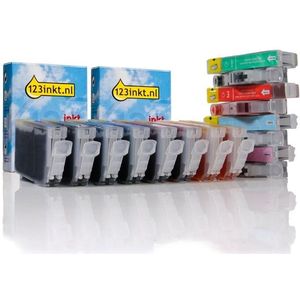 Canon aanbieding: 2 x CLI-8 serie zonder chip (zwart + 7 kleuren) Inktcartridge (123inkt huismerk)