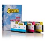 Inktcartridge HP 711 (P2V32A) multipack cyaan/magenta/geel (123inkt huismerk)
