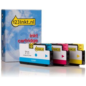 123inkt huismerk vervangt HP 711 (P2V32A) multipack cyaan/magenta/geel