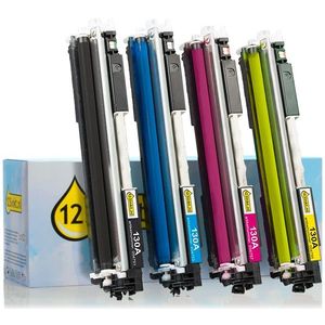 Toner Aanbieding: 123inkt huismerk set voor HP 130A: HP CF350A, CF351A, CF352A, CF353A zwart + 3 kleuren