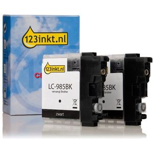 123inkt huismerk vervangt Brother LC-985BK dubbelpak zwart