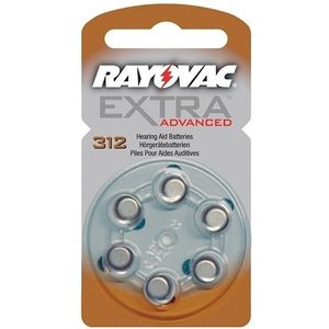 Rayovac extra advanced 312 gehoorapparaat batterij 6 stuks (bruin)