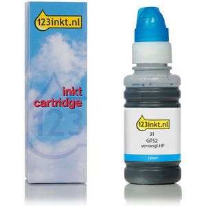 123inkt huismerk vervangt HP GT52 (M0H54AE) inktfles cyaan