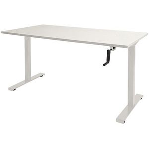 Schaffenburg Dextro Slinger zit-sta bureau wit frame krijtwit blad 140 x 80 cm