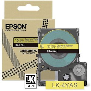 Epson LK-4YAS tape grijs op geel 12 mm (origineel)