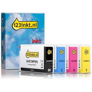 Epson aanbieding: SJIC36P-serie zwart + 3 kleuren Inktcartridge (123inkt huismerk)