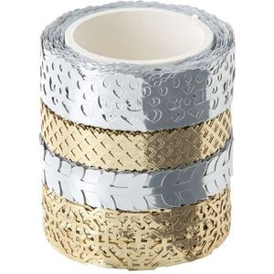 Folia washi tape hotfoil zilver/goud (4 stuks)