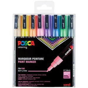 POSCA PC-3M verfmarkerset pastel (0,9 - 1,3 mm rond) 8 stuks