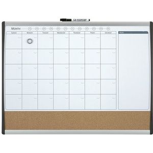 Rexel Quartet duobord whiteboard/kurk met maandplanner 58,5 x 43 cm