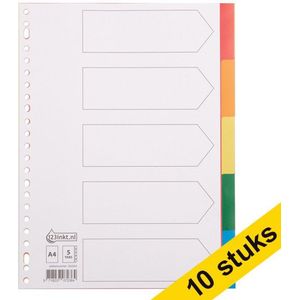 Aanbieding: 10x 123inkt plastic tabbladen A4 gekleurd met 5 tabs (23-gaats)