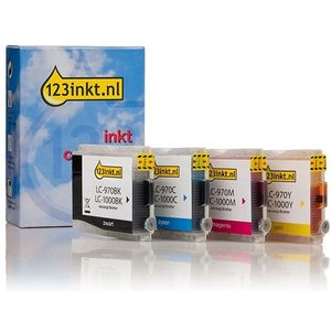123inkt huismerk vervangt Brother LC-970VALBP multipack zwart + 3 kleuren