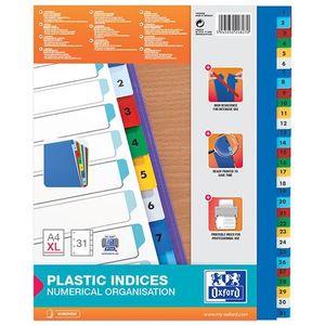 Oxford gekleurde plastic indexen A4 XL met 31 tabs (11-gaats)