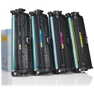 Toner Aanbieding: 123inkt huismerk set voor HP 650A: HP CE270A, CE271A, CE272A, CE273A zwart + 3 kleuren