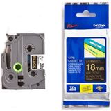 Brother TZE-344 labelprinter-tape Goud op zwart