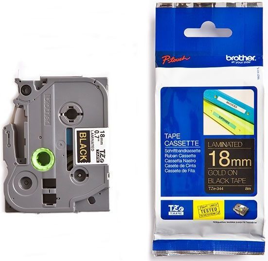 Brother TZE-344 labelprinter-tape Goud op zwart