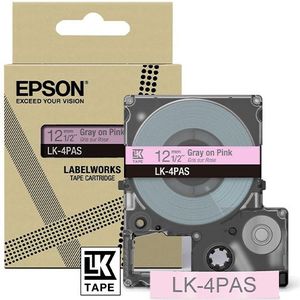 Epson LK-4PAS tape grijs op roze 12 mm (origineel)