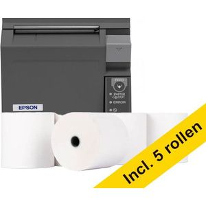 Epson TM-T88VII bonprinter bundel met 123inkt kassarol 80x80x12 thermo wit (5 stuks)