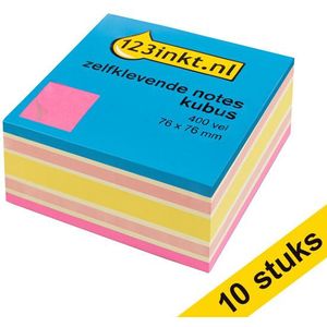 Aanbieding: 10x 123inkt zelfklevende notes kubus neonroze 76 x 76 mm