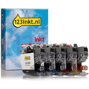Aanbieding: 123inkt huismerk vervangt Brother LC-422 2x zwart + 3 kleuren