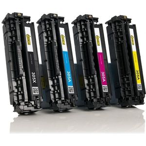 Toner Aanbieding: 123inkt huismerk set voor HP 305X / 305A: HP CE410X, CE411A, CE412A, CE413A zwart + 3 kleuren