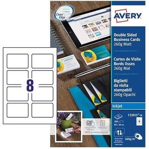 Avery Zweckform C32015-25 visitekaarten mat wit 85 x 54 mm (200 stuks)