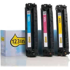 Toner 123inkt huismerk vervangt HP 128A (CF371AM) multipack cyaan/magenta/geel