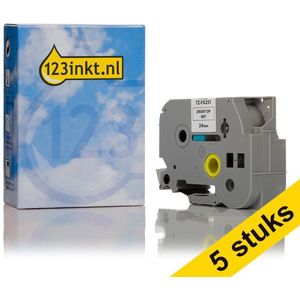 Aanbieding: 123inkt huismerk vervangt 5x Brother TZe-FX251 Flexi ID tape zwart op wit 24 mm