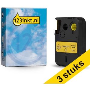 Aanbieding: 3x Dymo 1868771 XTL tape vinyl zwart op geel 12 mm (123inkt huismerk)