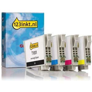 Epson aanbieding: T100-serie zwart + 3 kleuren Inktcartridge (123inkt huismerk)