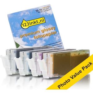 Canon CLI-581 value pack BK/C/M/Y-inktcartridge + 100 vel fotopapier (123inkt huismerk)