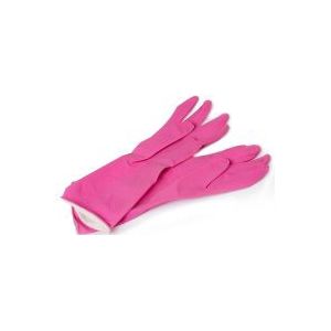 Huishoudhandschoen maat L roze/geel (123schoon huismerk)
