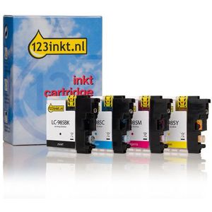 123inkt huismerk vervangt Brother LC-985VALBP multipack zwart + 3 kleuren