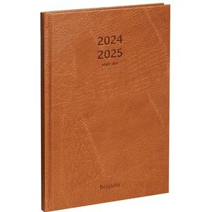 Brepols Lucca 16 maanden agenda met weekindeling 2024-2025 bruin (1 week per pagina) 4-talig