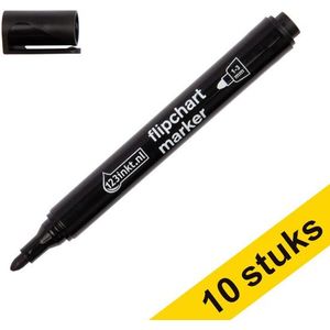 Aanbieding: 10x 123inkt flipchart marker zwart (1 - 3 mm rond)