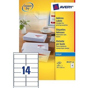 Avery adresetiketten J8163-100 | 1400 stuks | 99,1 x 38,1 mm
